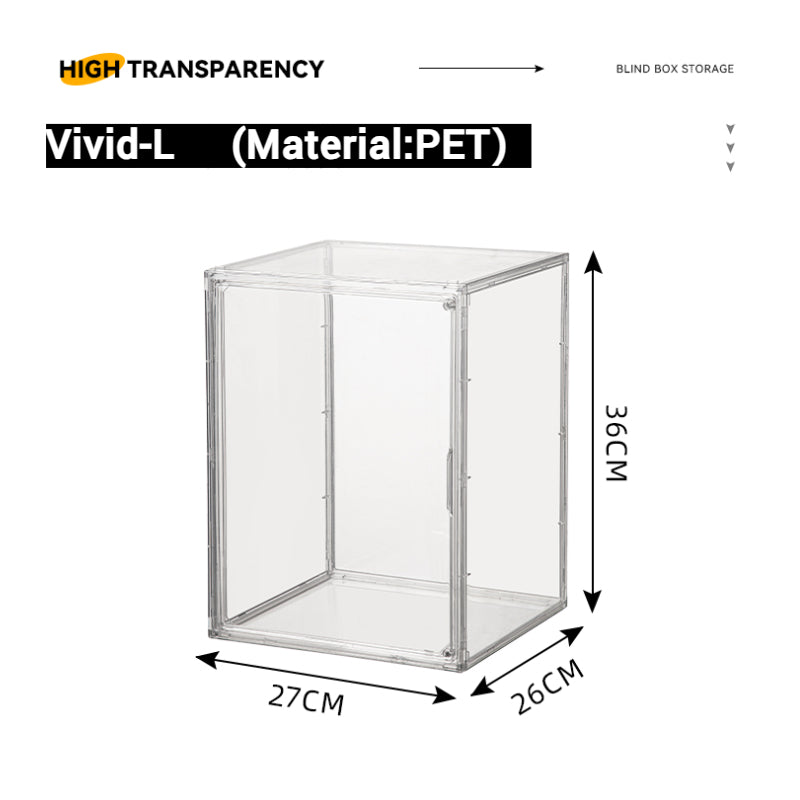 Vivid-Glow Transparent Acrylic Display Case with Tiered Shelving for Organizing Popmart Molly 400 Figurines