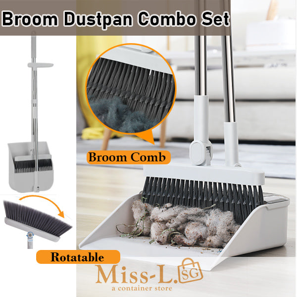 SMASKA 2-in-1 Rotatable Broom Dustpan Combo Set