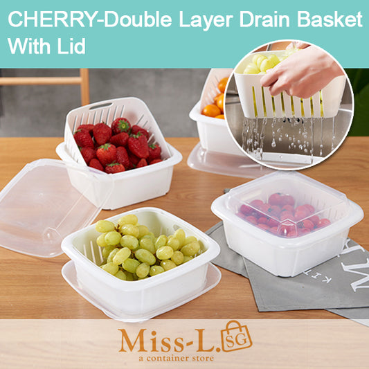 CHERRY Double Layer Drain Basket With Lid